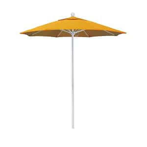 7.5 ft. White Aluminum Commercial Market Patio Umbrella with Fiberglass Ribs and Push Lift in Lemon Olefin