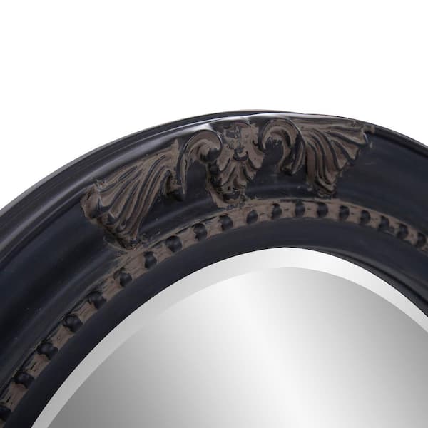 Marley Forrest - Medium Oval Antique Black Finish Beveled Glass Classic Mirror (33 in. H x 25 in. W)