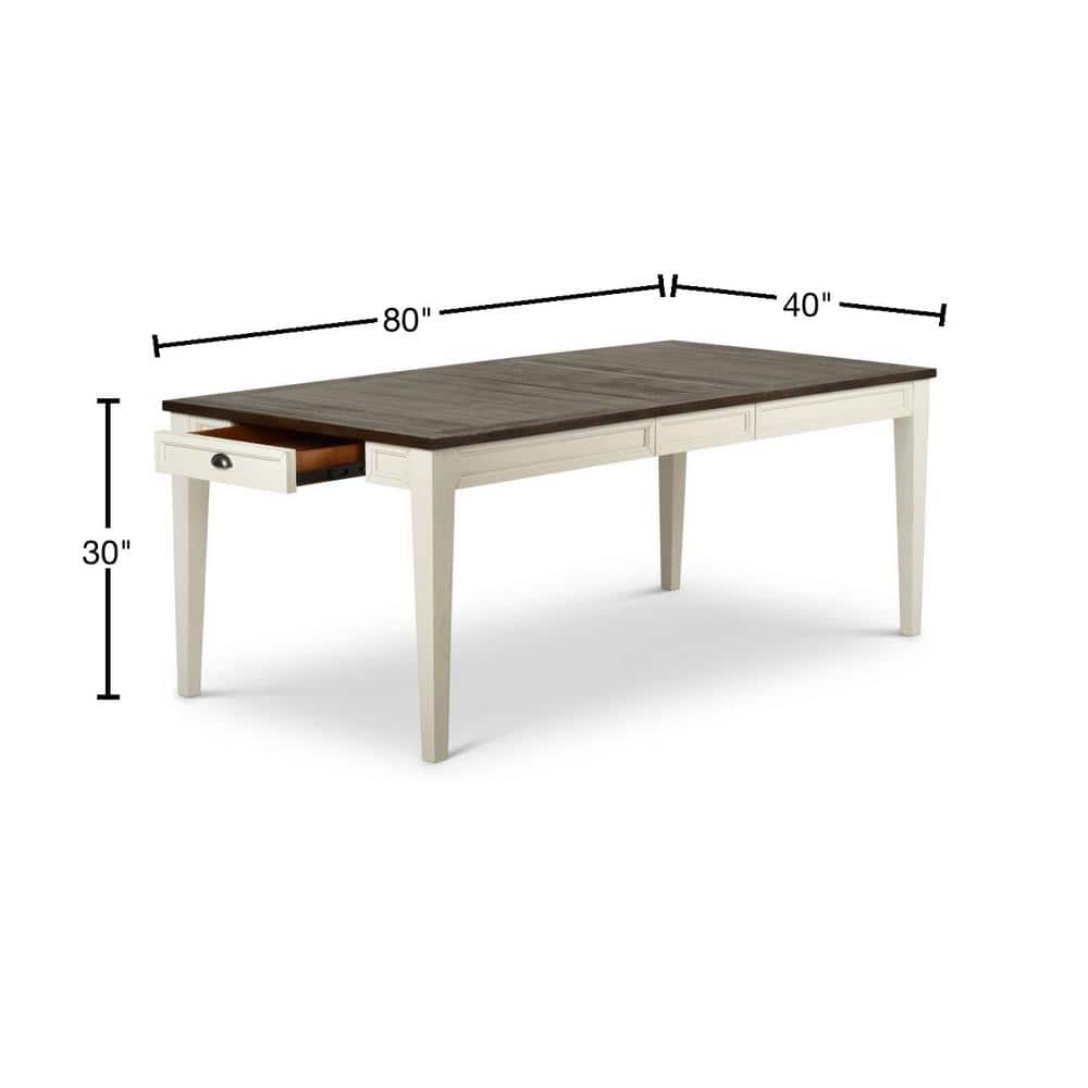 Cayla Dark Oak and White Extendable Farmhouse Dining Table