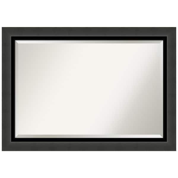 Amanti Art Medium Rectangle Tuxedo Black Beveled Glass Modern Mirror (29.5 in. H x 41.5 in. W)