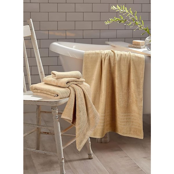 6-Piece Beige Cotton Towel Set JO9H2RMLK9 - The Home Depot