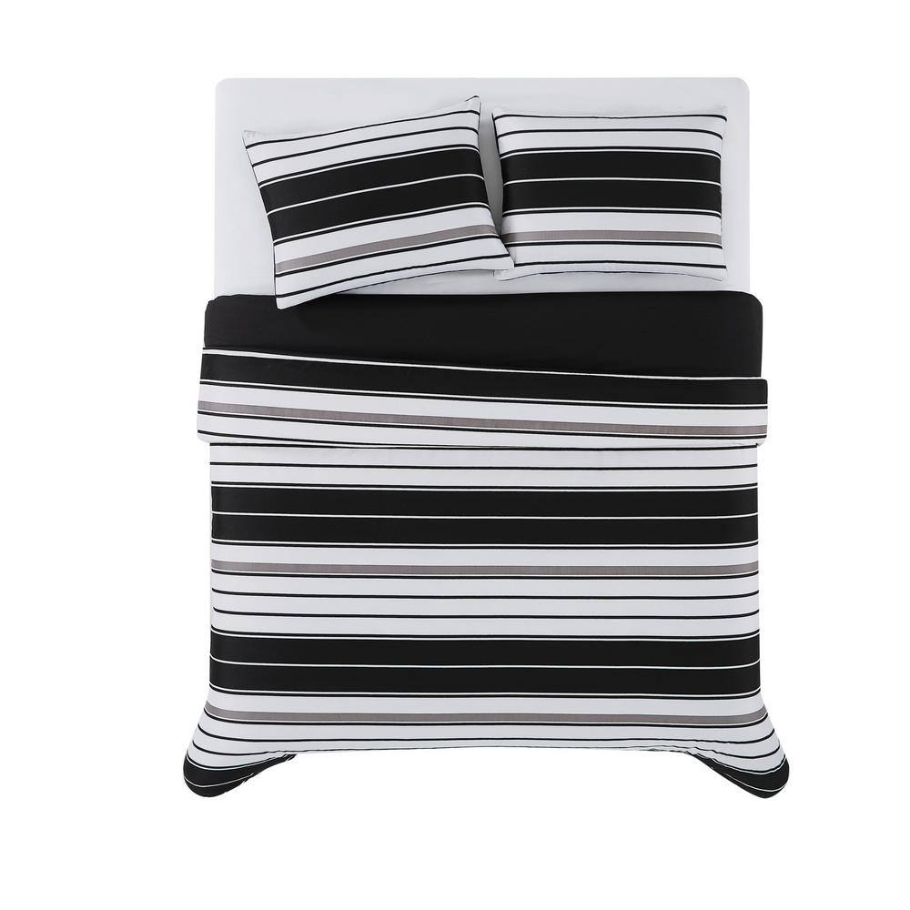 Twin Black Microfiber Comforter and Sham Set