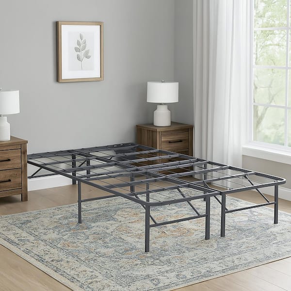 Better than a Boxspring Gray Metal Frame Full Platform Bed Foundation