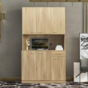 70.8 in. Brown Wood Pantry Organizer with 6-Doors, 1-Open Shelves and 1-Drawer for Kitchen