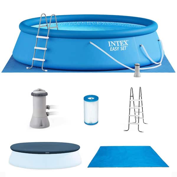 15 ft. x 42 in. Easy Set Inflatable Above Ground Round Shape Inflatable Swimming Pool w/ Pump