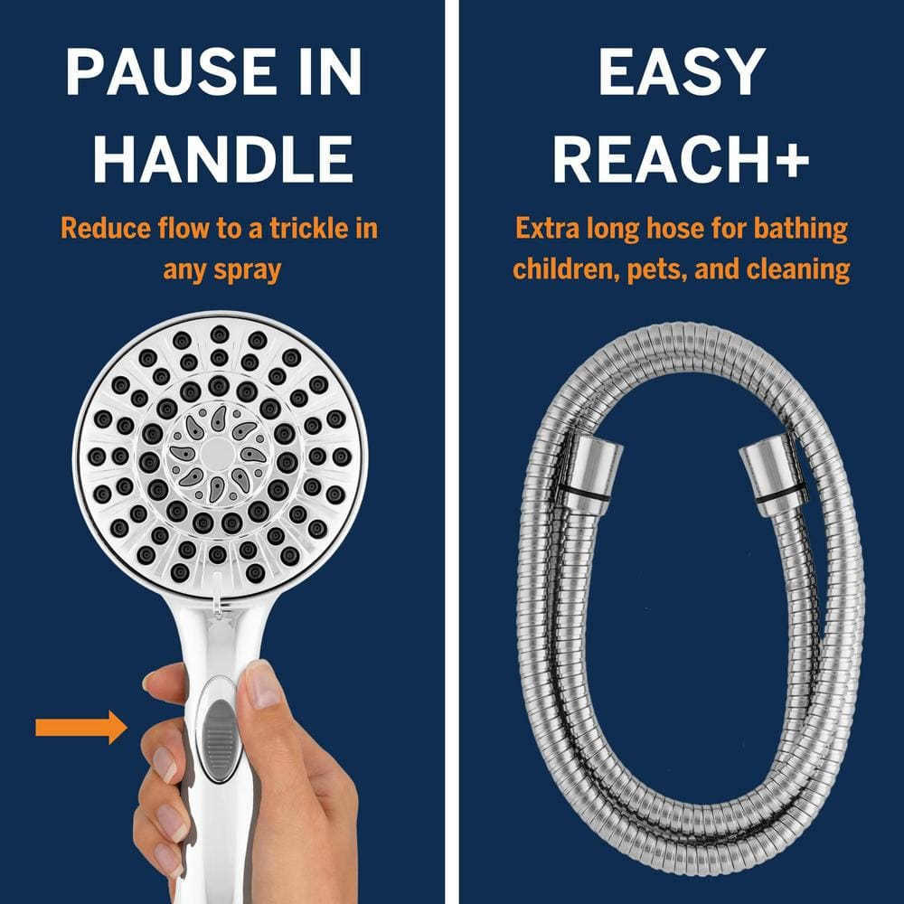 Chrome Handheld Multi-head Shower with 8ft Hose
