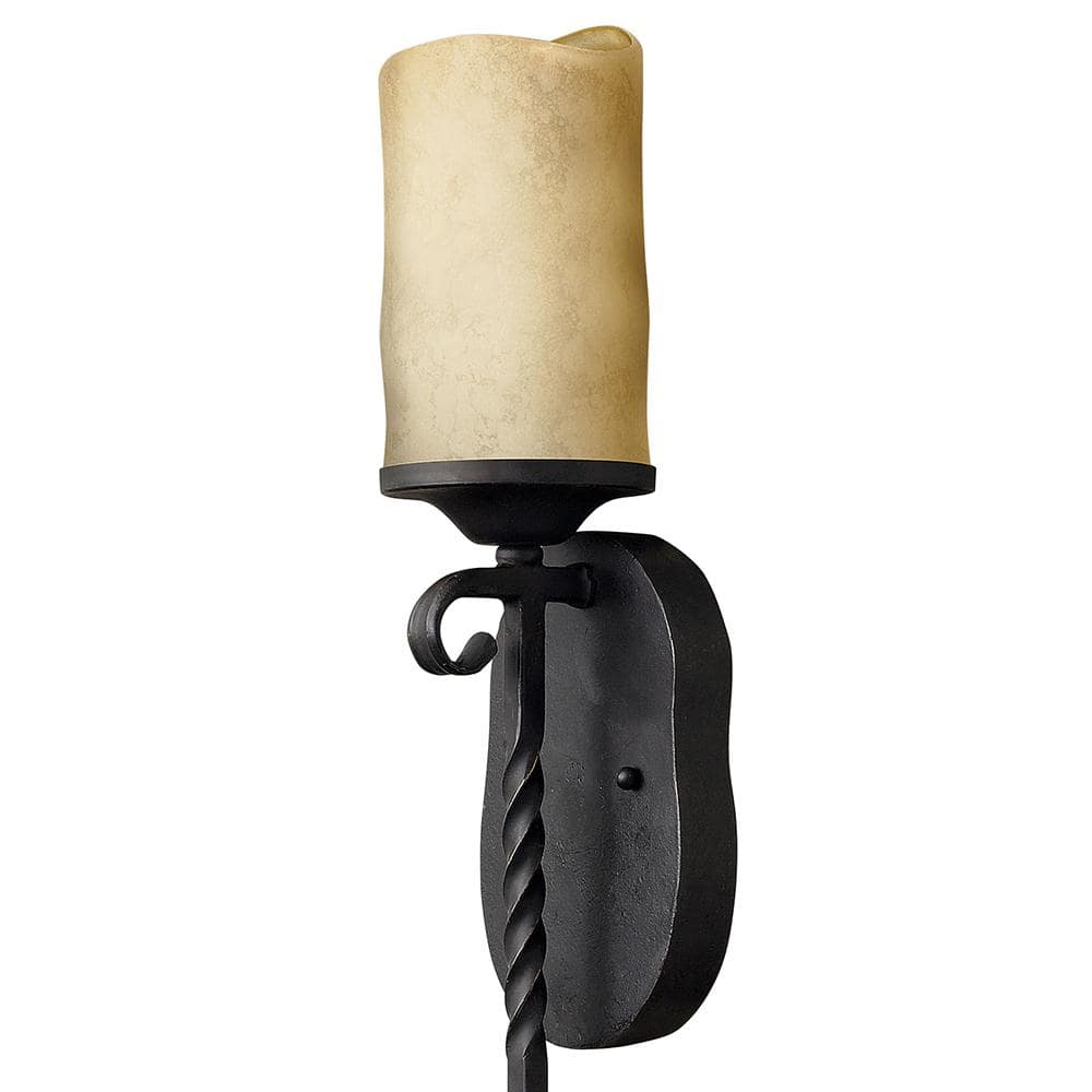 Olde Black 24" Rustic Wall Sconce with Antique Scavo Glass