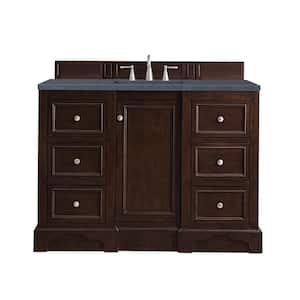 De Soto 49.3 in. W x 23.5 in.D x 36.3 in. H Single Vanity in Burnished Mahogany with Quartz Top in Charcoal Soapstone
