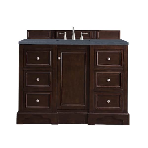James Martin Vanities De Soto 49.3 in. W x 23.5 in.D x 36.3 in. H Single Vanity in Burnished Mahogany with Quartz Top in Charcoal Soapstone