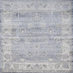 Modern Persian Vintage Moroccan Traditional Light Gray 5' Square Area Rug