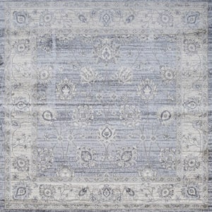 Modern Persian Vintage Moroccan Traditional Light Gray 6' Square Area Rug