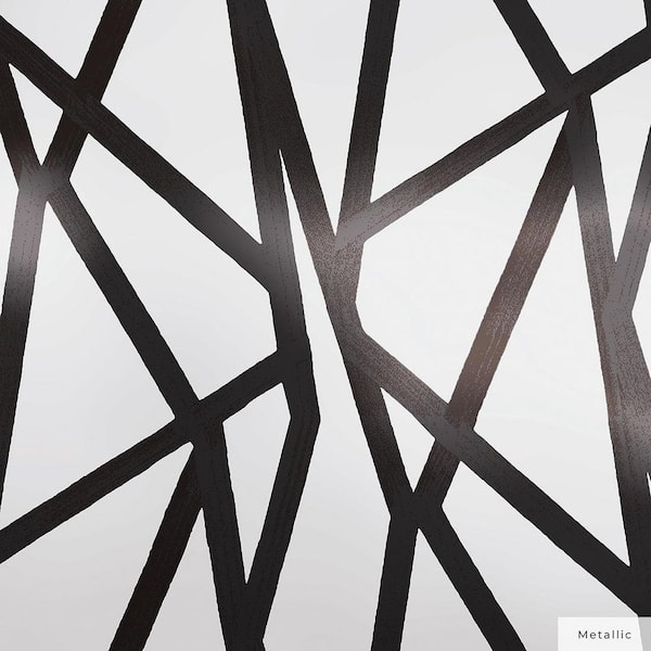 Genevieve Gorder Metallic Black on White Intersections Vinyl Peel and Stick Wallpaper Roll (Covers 28 sq. ft.)