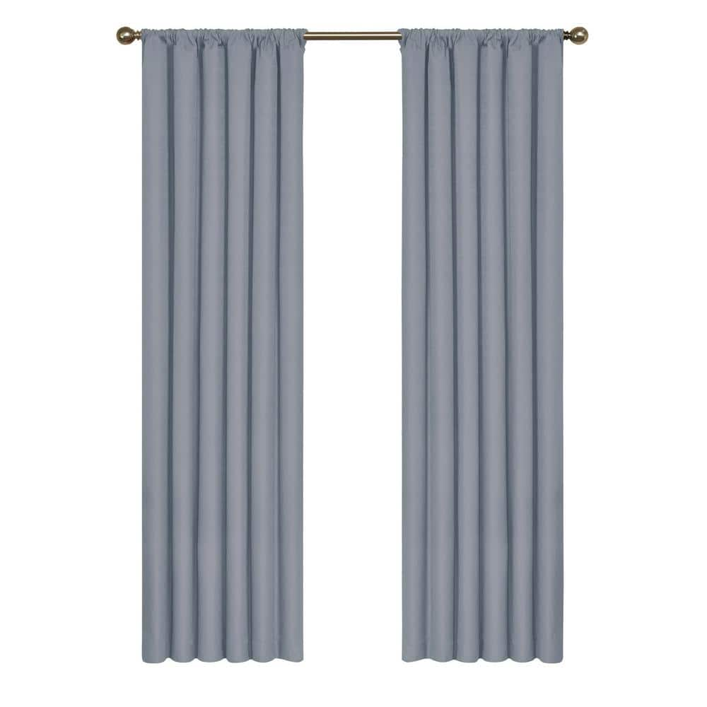 Eclipse Slate Rod Pocket Blackout Curtain 42 In W X 63 In L 10707042x063slt The Home Depot