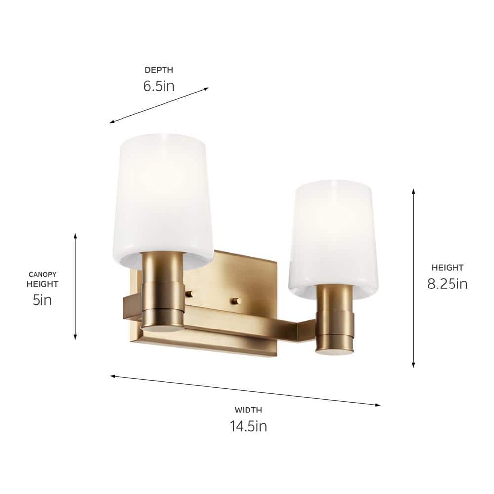 Champagne Bronze Modern 2-Light Vanity with Opal Glass