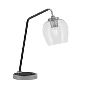 Delgado 16.5 in. Graphite and Matte Black Piano Desk Lamp with Clear Bubble Glass