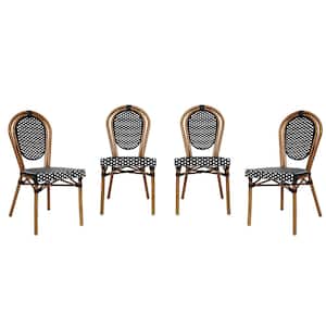 Brown Aluminum Outdoor Dining Chair in White Set of 4