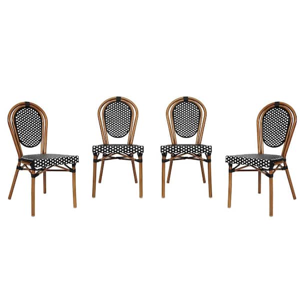 Carnegy Avenue Brown Aluminum Outdoor Dining Chair in White Set of 4