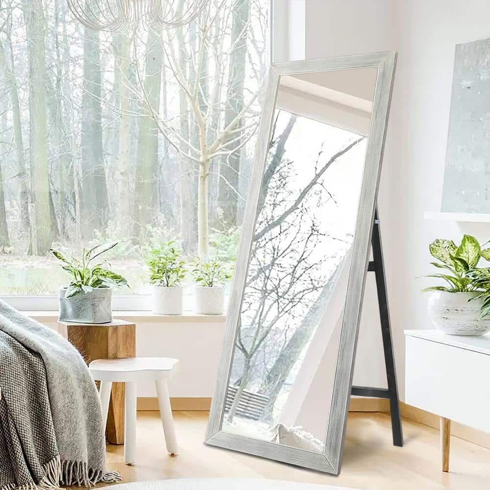 21 in. W x 64 in. H Modern Full Length Solid Wood Rectangle Framed Decorative Mirror