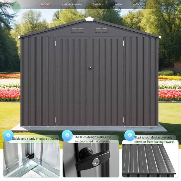 Shige AECOJOY 8 ft. W x 6 ft. D Metal Shed with Double Lockable Door in
