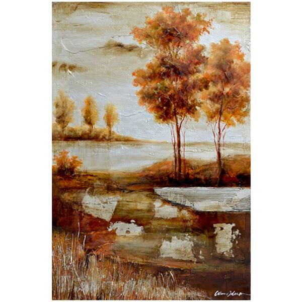 Yosemite Home Decor 47 in. x 31 in. "Countryside I" Hand Painted Canvas Wall Art