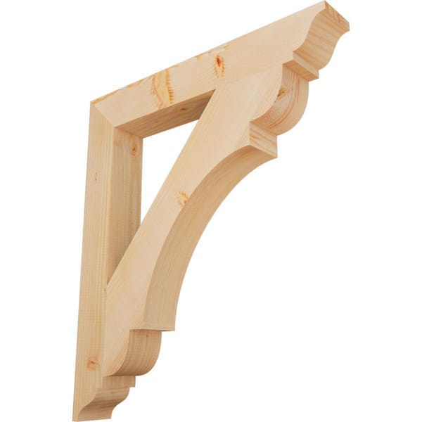 Ekena Millwork 3.5 in. x 32 in. x 28 in. Douglas Fir Olympic Traditional Smooth Bracket