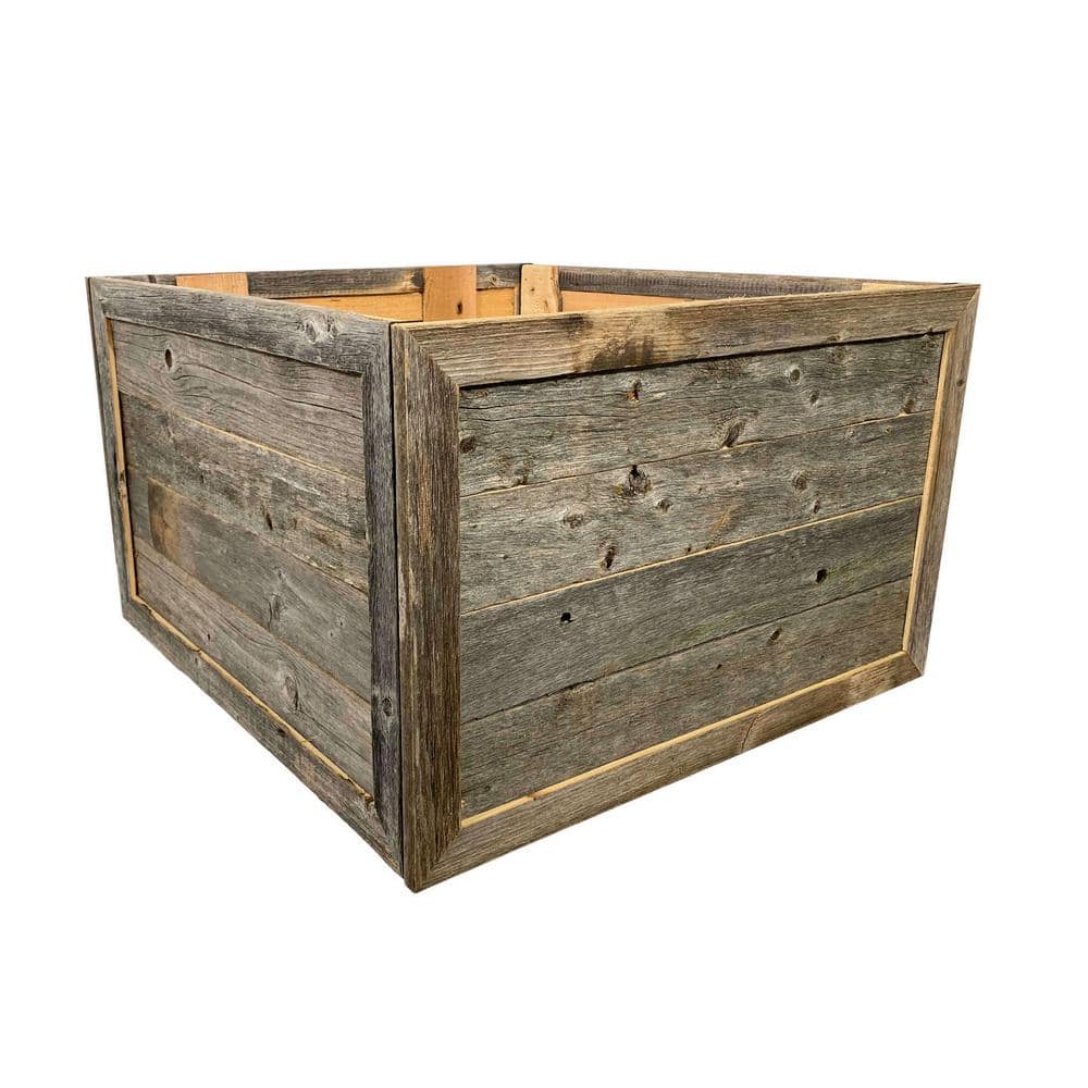 BarnwoodUSA Farmhouse 17.5 in. W x 11.5 in. H, 24 in. Dia, Weathered Gray Decorative Christmas Tree Box Collar