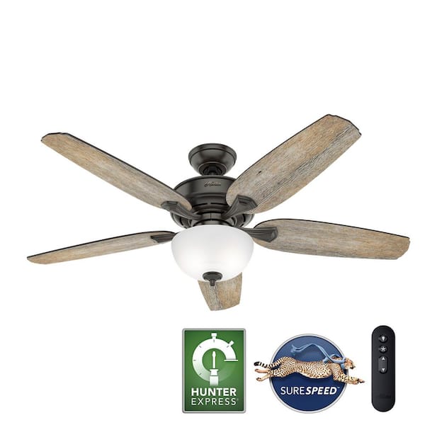 Hunter Channing 54 in. Hunter Express Indoor Noble Bronze Ceiling Fan with Remote and Light Kit Included
