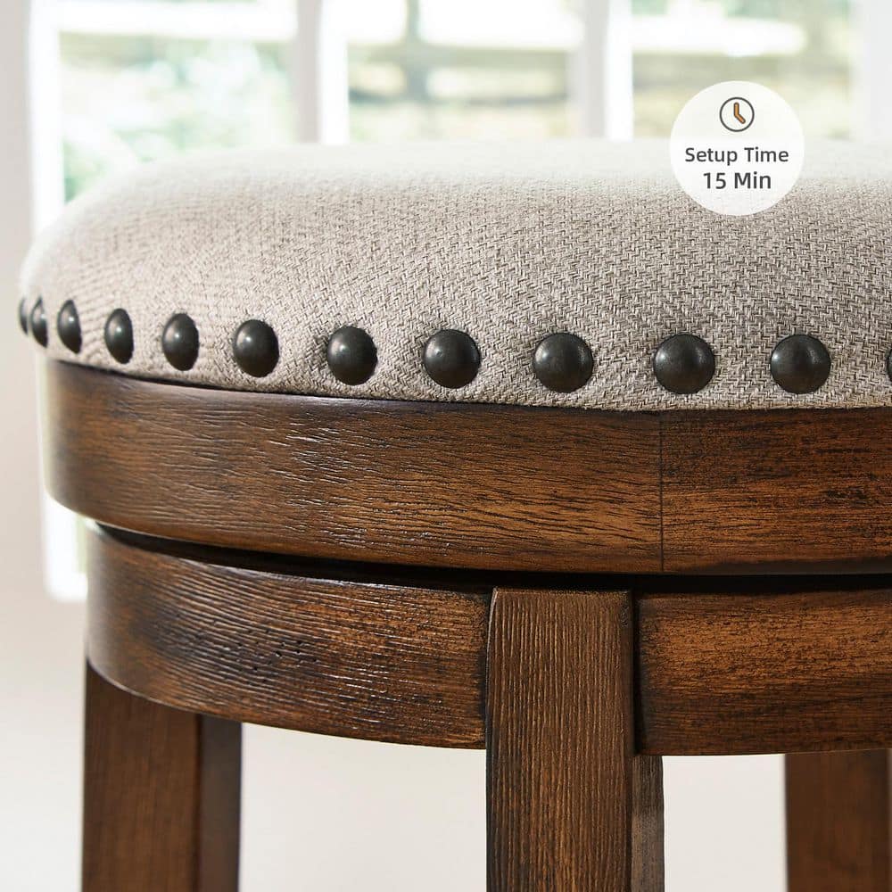 Valebeck Transitional Swivel Counter Stool in Black and Beige