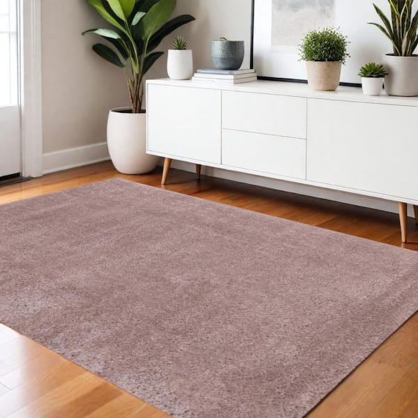 Pink 4 ft. x 6 ft. Woven Solid Color Rectangle Indoor Area Rug