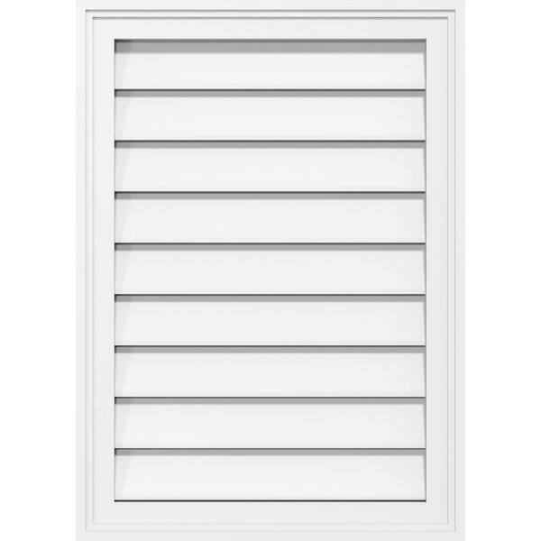 Photo 1 of 26" x 30" Rectangular White PVC Paintable Gable Louver Vent Functional