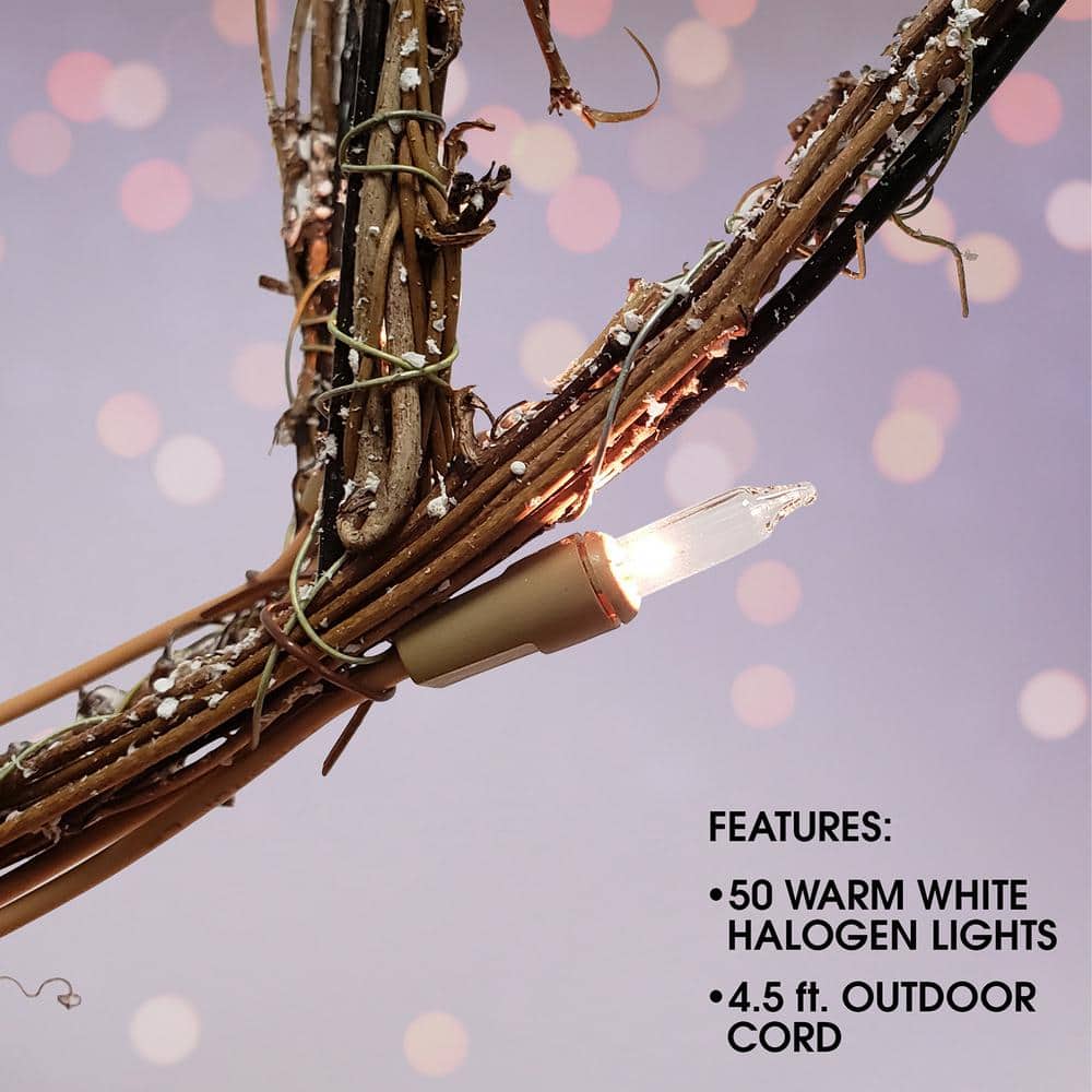 24" Warm White Pre-lit Rattan Reindeer Statue