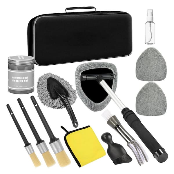 13-Piece Car Interior Cleaning Kit w/ Windshield Cleaner, Detailing Brushes, Cleaning Gel, and Storage Bag for Vehicles
