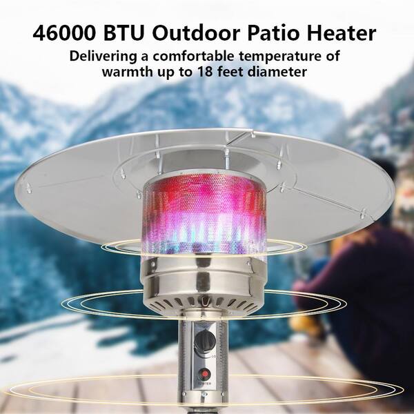 Bronze KEZATO 46,000 BTU Propane Outdoor Patio Heater with Cover and Wheels for Residential or Commercial Use 87 Inches 