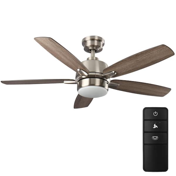 Home Decorators Collection Fawndale 46 In Indoor Integrated Led Brushed Nickel Ceiling Fan With 5 Reversible Blades Light Kit And Remote Control 52020 The Depot - Home Depot Ceiling Fans With Light Fixture