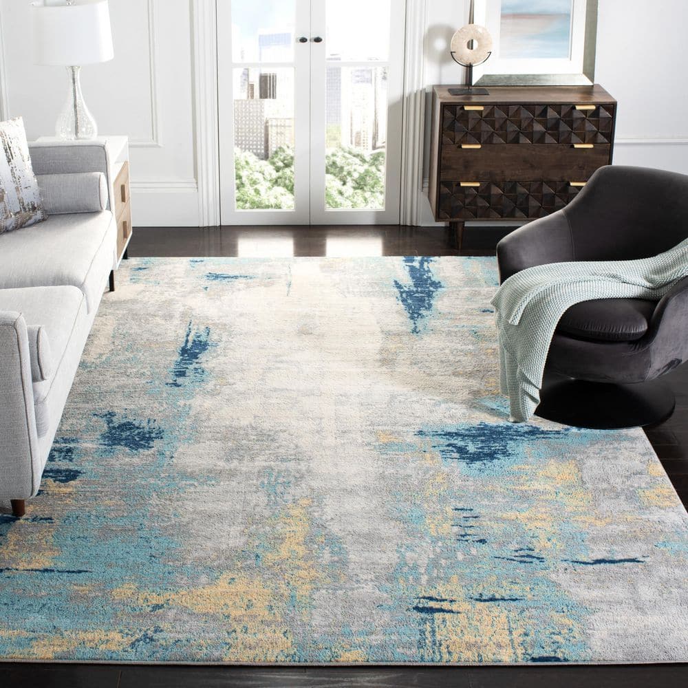 Jasper 12' x 15' Grey and Gold Abstract Area Rug