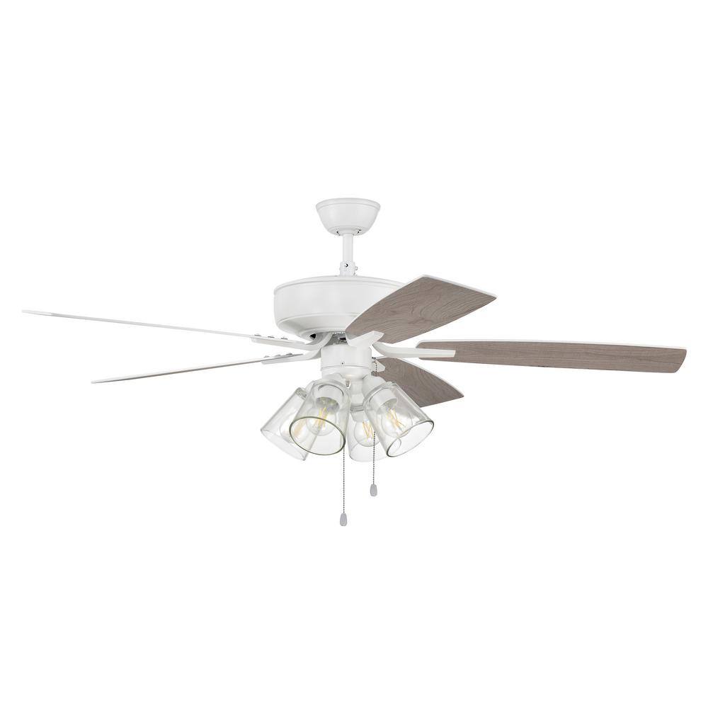 White 52'' Ceiling Fan with LED Light Kit and Reversible Blades