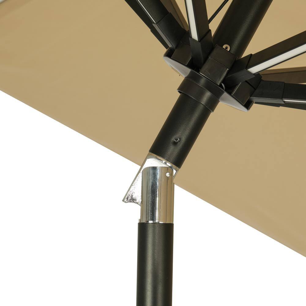 Calypso II 11-ft Champagne Market Umbrella with Solar LED Lights