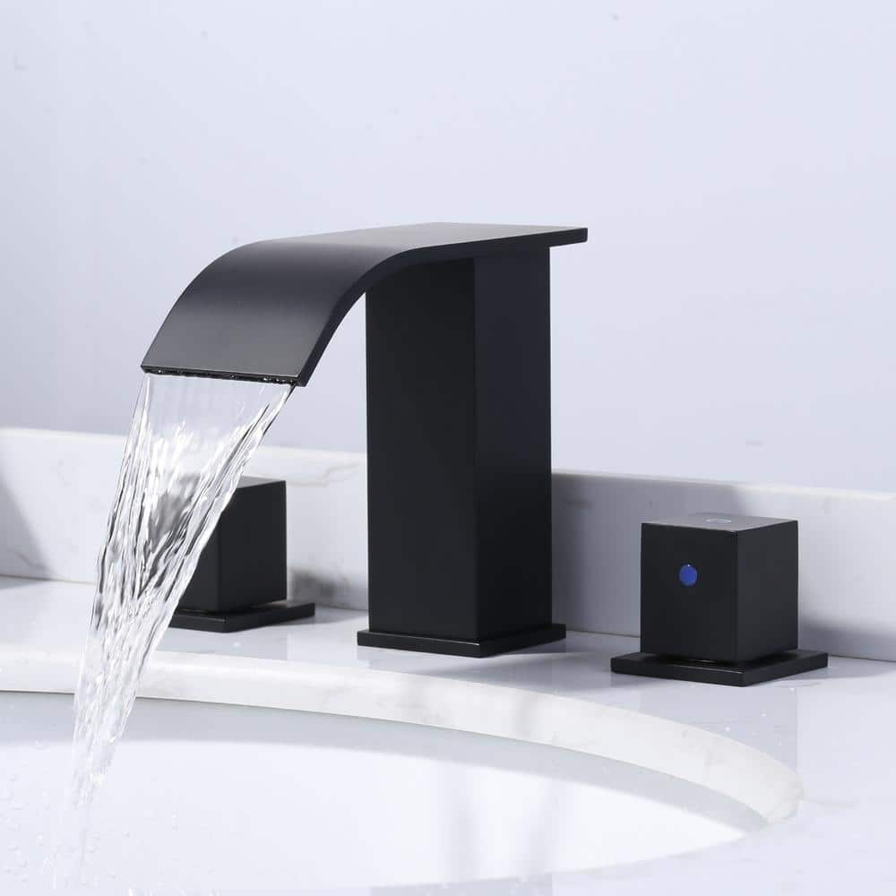 Matte Black Stainless Steel 8-Inch Widespread Bathroom Faucet
