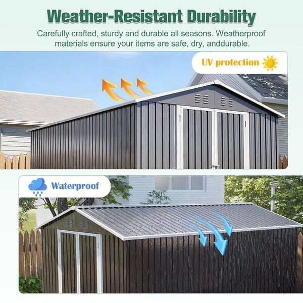 12 ft. W x 8 ft. D Metal Tool Shed with Aluminum Frame and