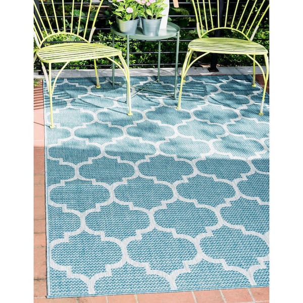 Outdoor Trellis Aquamarine 9' 0 x 12' 0 Area Rug