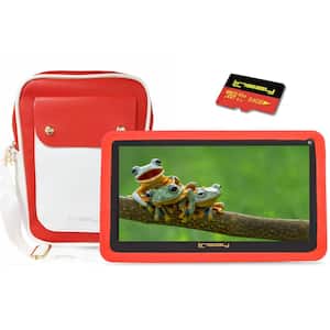 7 in. 2GB RAM 32GB Storage Android 12 Tablet with Red Kids Defender Case, Fashion Bag and 128GB Micro SD Card