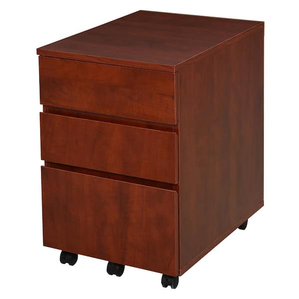 Homcom Brown 3 Drawer Storage Cabinet Home Office Mobile File Desk Organizer With Wheels 836 150v80bn The