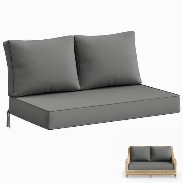 Kimunuk 46 in. x 26 in. x 5 in. Outdoor Patio Replacement Loveseat Sofa Cushion Set with Backrest Light Grey