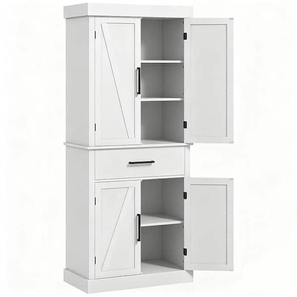 20.90 in. W x 15 in. D x 47 in. H White Particle Board Freestanding Linen Cabinet with 5-Shelves and Drawer in White