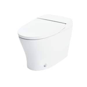 12 in. 1-Piece 1.28 GPF Singe Flush Compact Toilet in White with Heated Seat DryerandWarm Water, Night Light, Soft Close