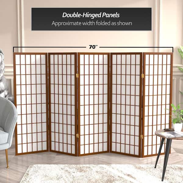 4 ft. Short Window Pane Shoji Screen - Walnut - 5 Panels