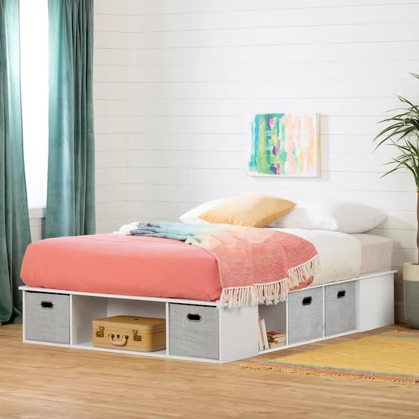 South shore flexible platform bed shop with storage and baskets full