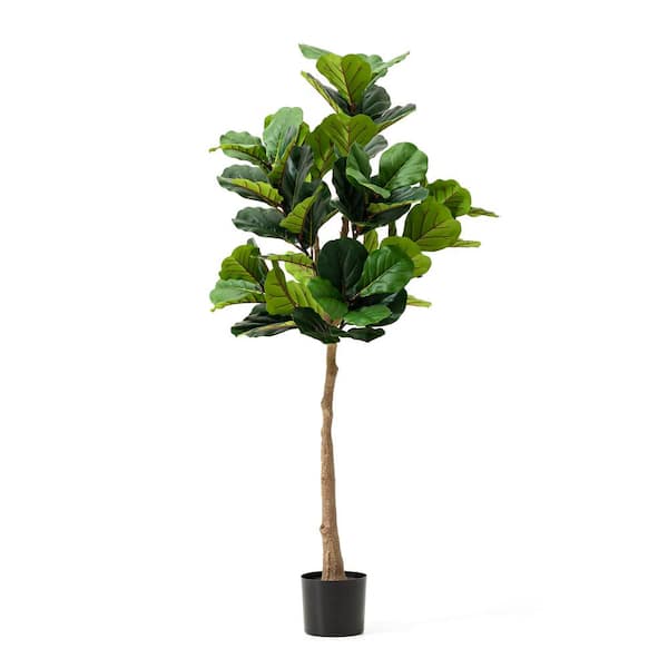 Glitzhome 5ft. Faux Fiddle Leaf Fig Artificial Tree in Pot