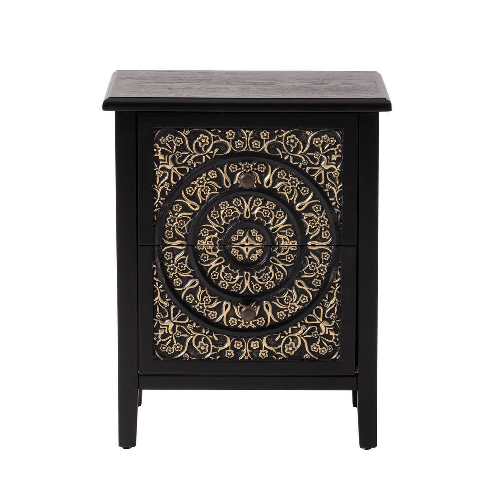 FUIN MidCentury Fully Assembled 2Drawer Nightstand in Black X03060