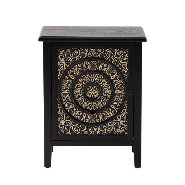 FUIN MidCentury Fully Assembled 2Drawer Nightstand in Black X03060